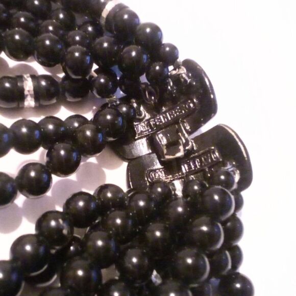 Jay Feinberg Vintage Black Chunky Multi Strand Beaded Statement Necklace - Picture 6 of 6